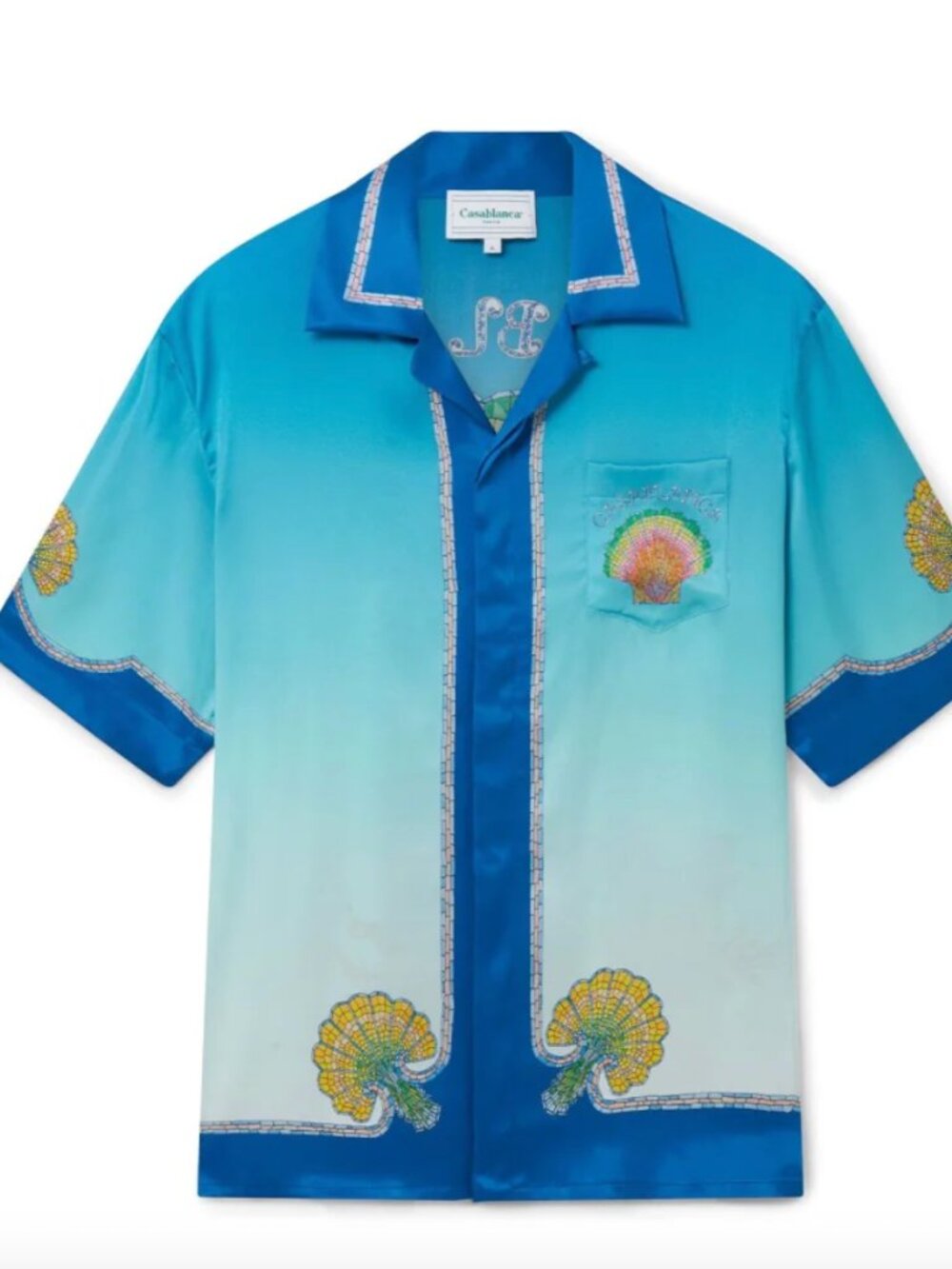 CASABLANCA Tennis Club Silk Blue Button-Up Shirt Men's sz S / Small NEW!